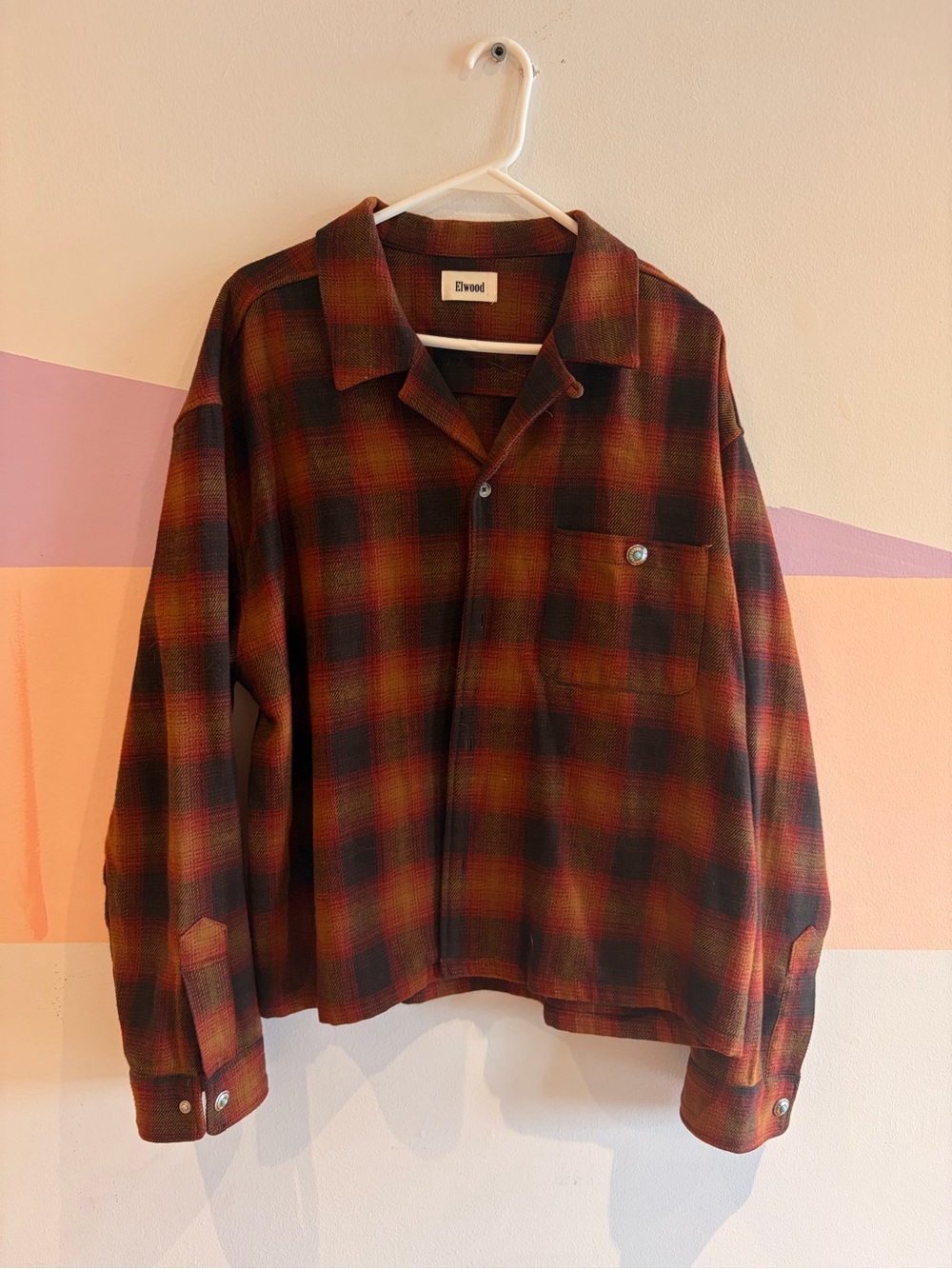 Elwood Men's Red & Brown Plaid Over Shirt